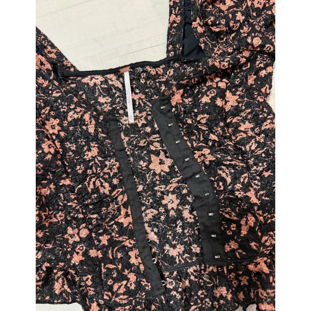 Free People Oh Baby Floral Print Corset Lace Top Size XS